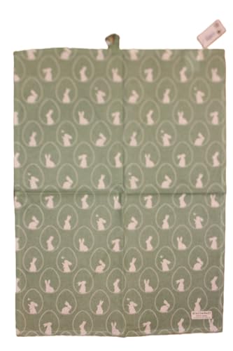 Krasilnikoff - KW9414 - Geschirrtuch, Allover Bunnies, grün, Ostern, Baumwolle, Bedruckt, 50cm x 70cm im Sale